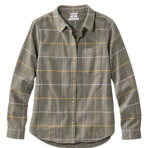 LL Bean Women’s Soft-Brushed Flannel Shirt Medium Sienna Brick Plaid